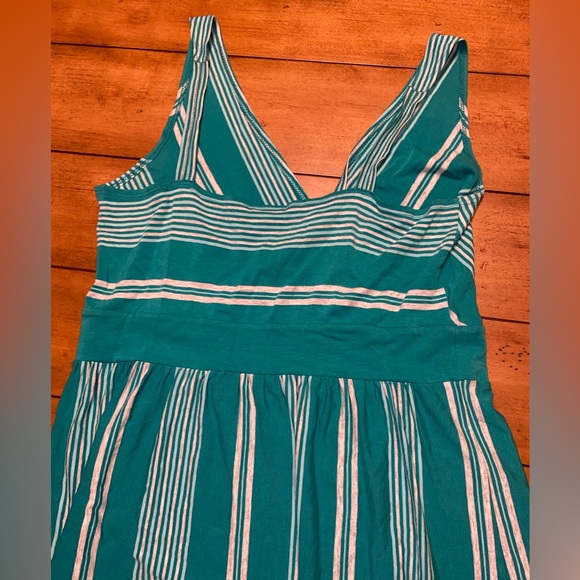 Teal &grey striped tank top dress,size large.Added a stitch on bust for modesty - Picture 5 of 7
